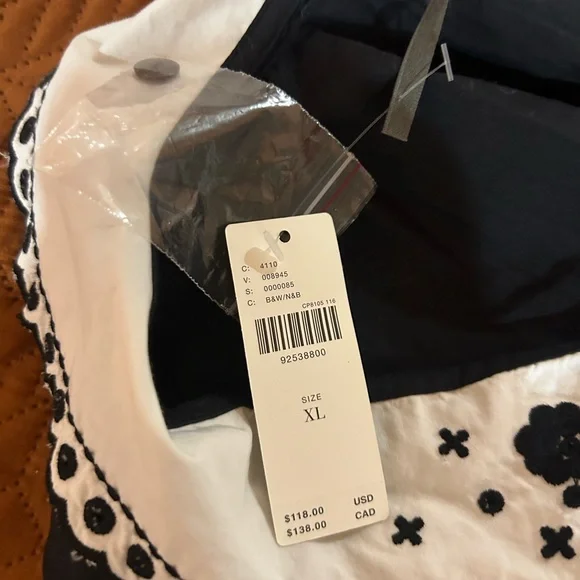 Anthropologie Black Blouse with White Embroidered Collar - Picture 4 of 5